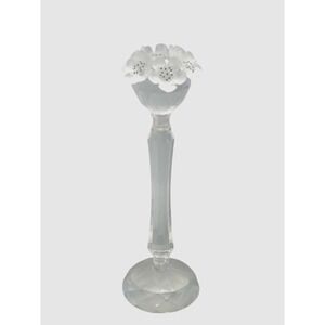 Swarovski Taper Floral Flowers Crystal Candlestick in Original Box-  8" H